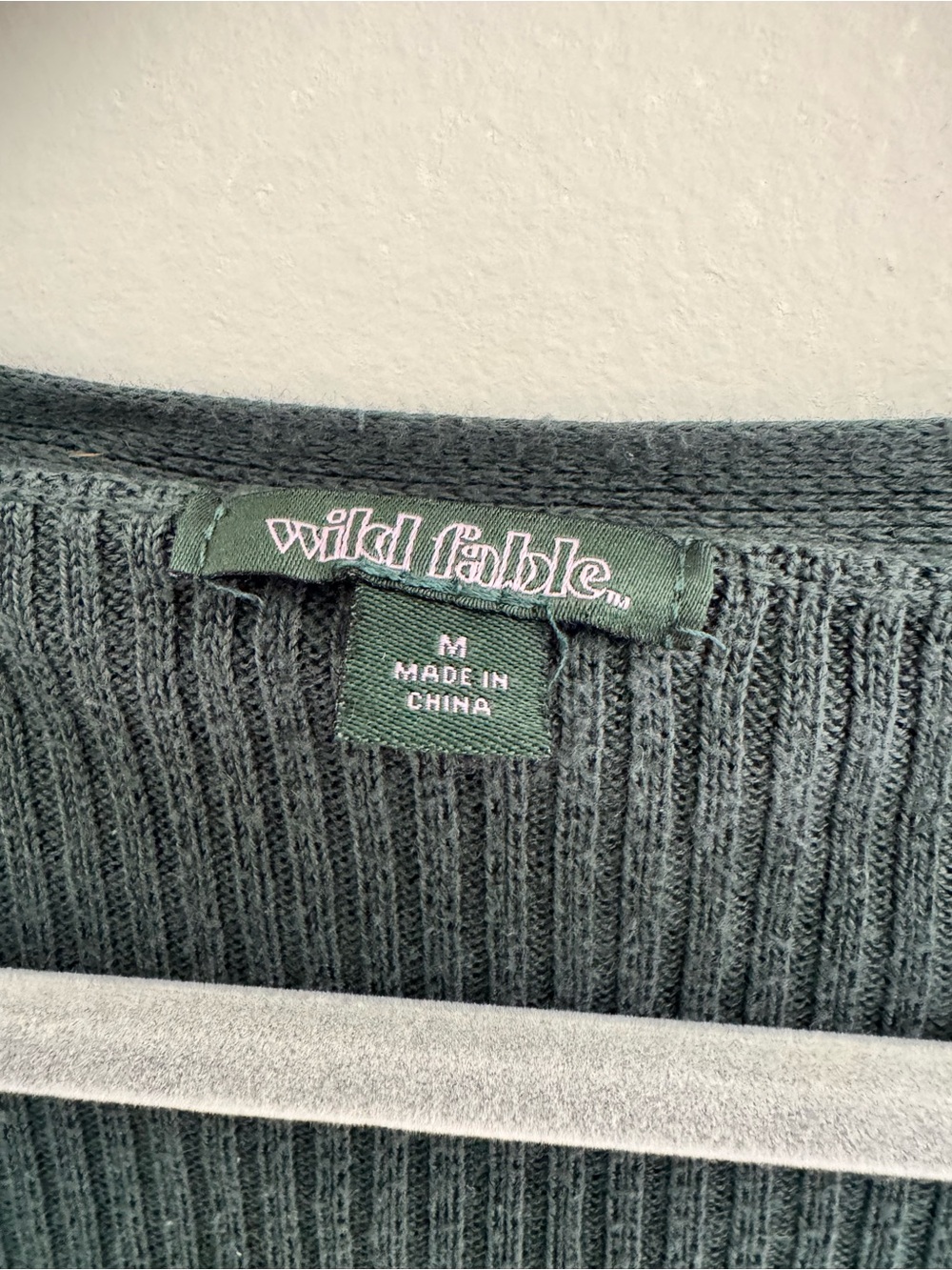 Wild Fable Ribbed Cropped Button-Front Cardigan - Green - Picture 3 of 4